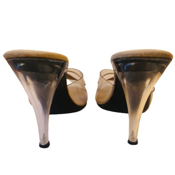 Vintage 80's Clear Transparent Vinyl Upper & Heel Sandal Slide Womens 8 - Picture 8 of 13